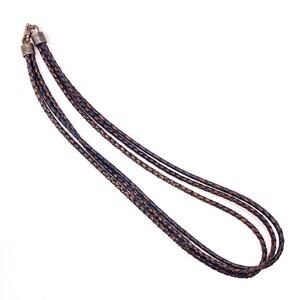 Vtg SILPADA Triple Stranded Brown Leather Choker Necklace 925 Sterling Silver